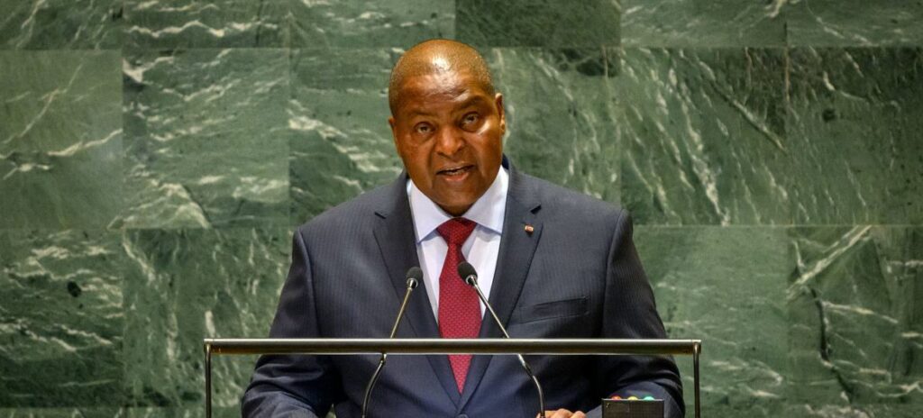 Le Président Faustin-Archange Touadéra s’exprimant à la tribune de l’ONU lors de la 80ᵉ session de l’Assemblée générale.
